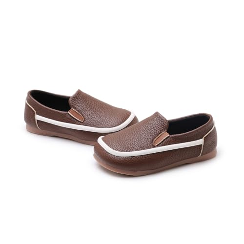 Image of SOFMUO Toddler Boys Girls Loafers Slip On Little Kids Oxford Dress Flats Casual Boat Shoes School Uniform Moccasin Daily Walking Shoes