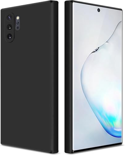 Image of DIZORO Liquid Silicone Case with Microfiber Cushioning Compatible for Samsung Galaxy Note 10 Plus Shockproof Slim Back Cover, Gel Rubber Full Body Protection - Black