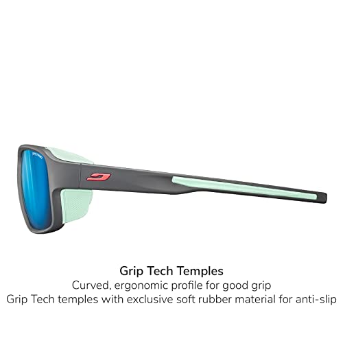 Julbo Monterosa 2 Mountain Sunglasses, Dark Grey/Green Frame - Smoke Lens W/Blue Mirror #TOP3