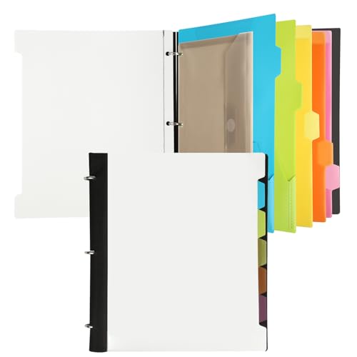 Image of Pivotable Refillable Notebook, 3 Ring Binder Notebooks 1 Inch, Notebook with Dividers and Pockets, Folder Notebook, Flexible Binder, Soft Binders 3 Ring, Foldable Binder- White