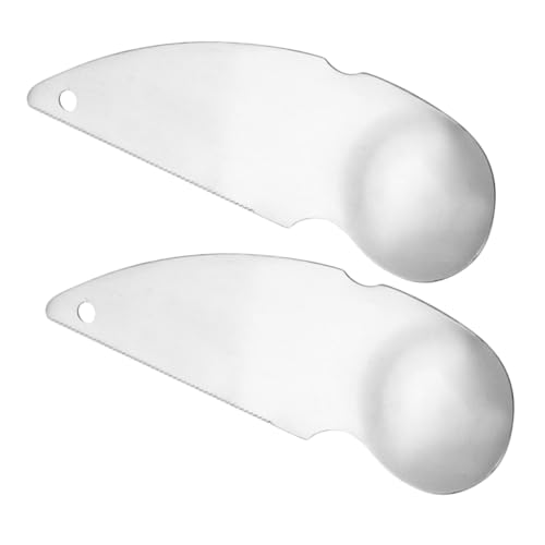 ULTECHNOVO 2 piezas Cuchara para Pelar Kiwi de Acero Inoxidable Pelador y Cortador Portátil para Aguacate Melón y Cuchara Multifunción Resistente y Fácil de Limpiar