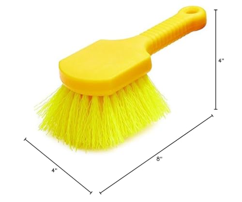 Image of Rubbermaid Commercial 8 inch Utility Scrub Brush, Plastic Handle, Synthetic Bristles, Cleaning, Multi Purpose, Heavy Duty, Outdoor, Wheels and Tires (Pack of 6)