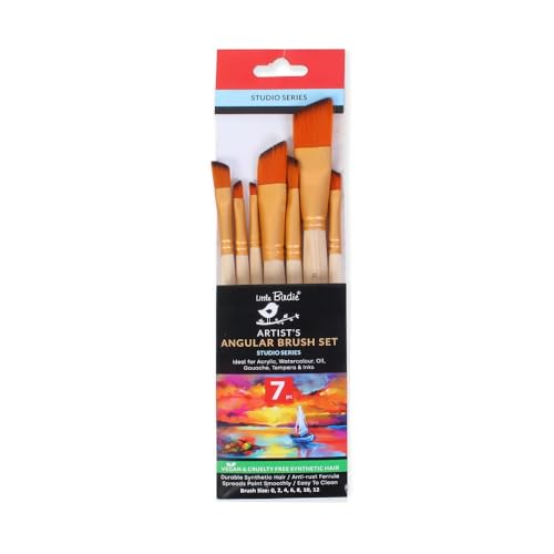 Image of Little Birdie Angular Brush Synthetic Hair Size 0 2 4 6 8 10 12 Set of 7 pc