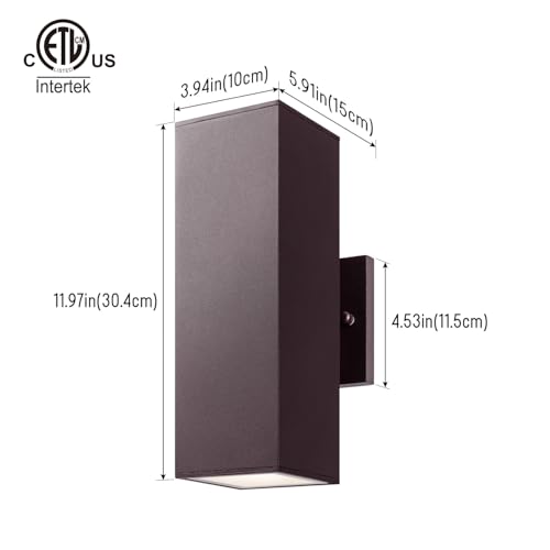 Image of mirrea 12 inch Modern Outdoor Porch Light, 2 Lights, Oil Rubbed Bronze, 2 Pack