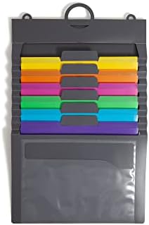 Smead Cascading Wall Organizer, 6 Removable Folder Pockets, Letter Size, Gray/Bright Pockets (92060)