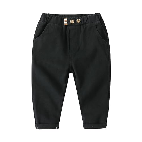 Boys Elastic Waist Baggy Jogger Pants Spring ????ummer Sweatpants with Pockets Toddler Kids Causal (Black, 5-6 Years)