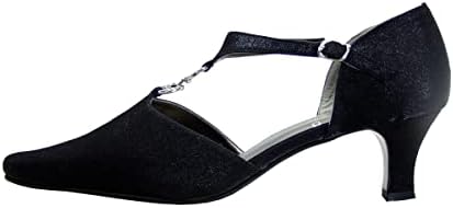 Floral Maribel (DP658) Women's Wide Width Rhinestone Accent T-Strap Heels (Black) 8 | Image 2