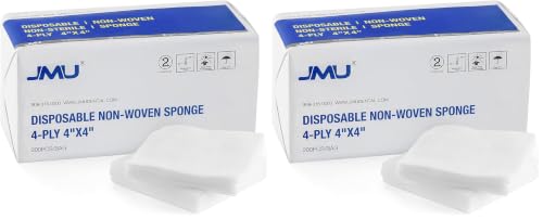 Image of JMU 200 Gauze Pads 4x4, 4-Ply Non Woven Gauze Sponges, Non-Sterile Gauze for First Aid, Surgical (Pack of 2)