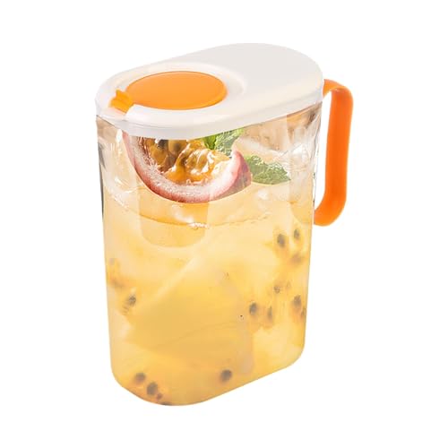 Samuliy Jarra con tapa | Jarra de filtro de agua transparente de 2 litros con tapa y asa, jarra grande de té helado, recipiente de bebidas, utensilios de servir para fiestas, cocina y hogar