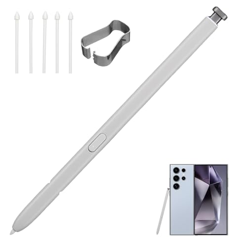 Galaxy S25 Ultra S Pen Replacement for Galaxy S25 Ultra Stylus Pen, All Versions, Samsung Touch Stylus Pen with 5xTips/Nibs, Light Silver