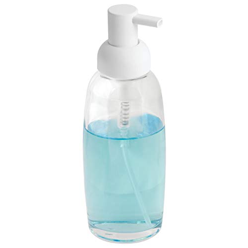 Interdesign Ariana Glass Soap & Lotion Dispenser Pump For Kitchen Or Bathroom Countertops, Clear/Matte White #TOP1