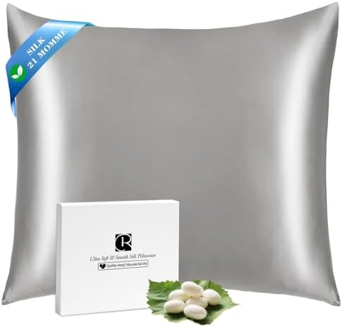Ravmix Seidenkissenbezug 80x80 Maulbeerseide für Haar & Haut, Aprikosengrau | Silk Pillowcase mit verstecktem Reißverschluss, mindert Knitterfalten und Frizz, natürlich kühl Atmung
