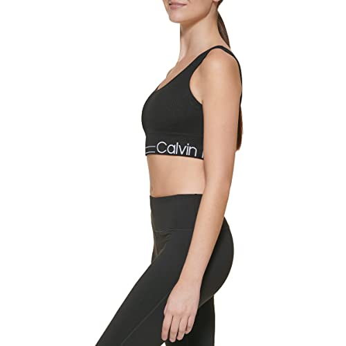 Calvin Klein Performance Women's Medium Impact Sports Bra With Removable Cups, Black #TOP2