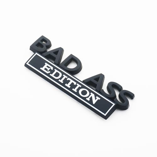 Image of 2Pc Bad Ass Edition Emblem 3D Badge Stickers with Double Tape for Cars, Trucks, Motorcycles, Boats (Black White)
