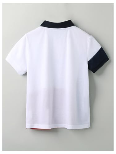 Boy's Graphic Color Block Tennis Shirt Collared Button Short Sleeve Summer T Shirts Top2