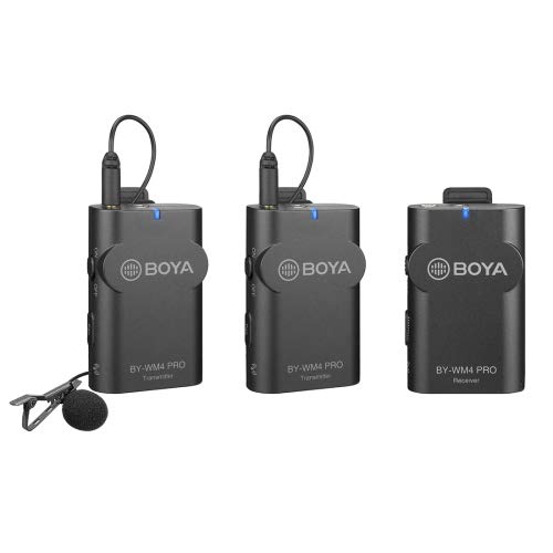 BOYA by-WM4 Pro K2 Dual-Channel Digital Wireless Lavalier Microphone System with Transmitter and Receiver for Smartphones and Cameras (Black)