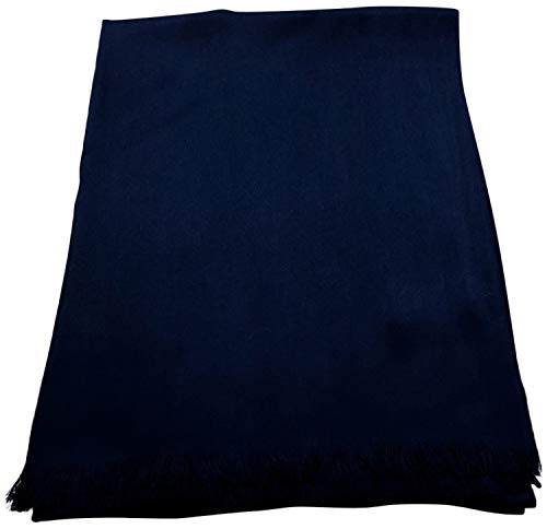 CJ Apparel Azul Marino Solido Colore Disegno Nepalese Fringe Scialle Sciarpa Pashmina ha Rubato Seconds NUEVO