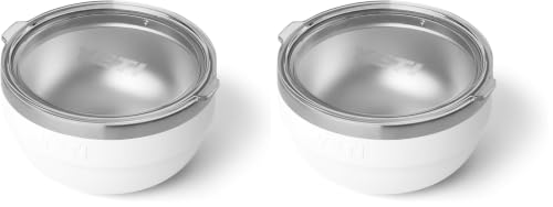 Image of YETI Rambler Bowl, Vacuum Insulated, Stackable and Nestable Stainless Steel Bowl with Lid, 1 Quart, White (Pack of 2)