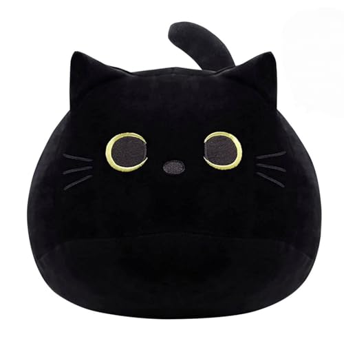 2 pezzi Kawaii Cat Plush Toy, Black Fat Cat Pillow, Anime Plushies Stuffed, Adorable Hugging Sleeping Decoration for Kids Birthday Valentines (Fat)