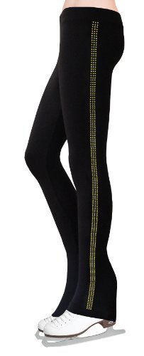NY2 SPORTSWEAR Figure Skating Pants with Rhinestones Side Stripe P1050 - Gold (Adult Extra Small)