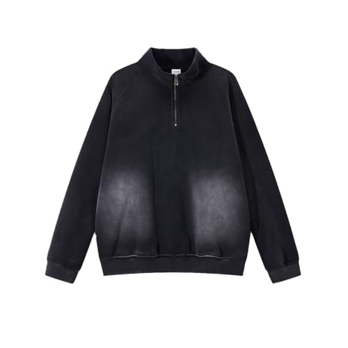 Mi Bo Tong Oversized Mens Sweatshirt Cardigan Jacket Heavyweight Fall Warm Fleece Hoodless Vintage Sweatshirt