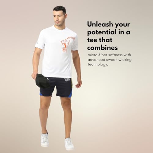 Image of playR x CSK Lion Tee Men's Solid - Regular Fit Unisex Adut Sports Tee, CSK Fanwear for Match Day, Outdoor, Training Casual Wear All Season