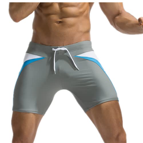 Andiwa Boxer de bain pour homme - Coupe carrée - Séchage rapide - Pour la plage, le spa, gris, XXXXL-L Cover