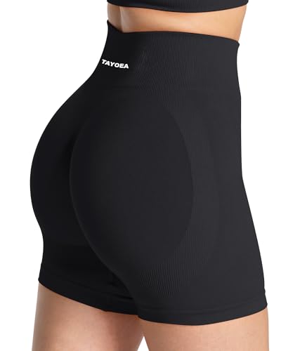TAYOEA Women's Workout Shorts with Butt Lifting Scrunch & Tummy Control Seamless Gym Yoga Athletic Biker Shorts for Women