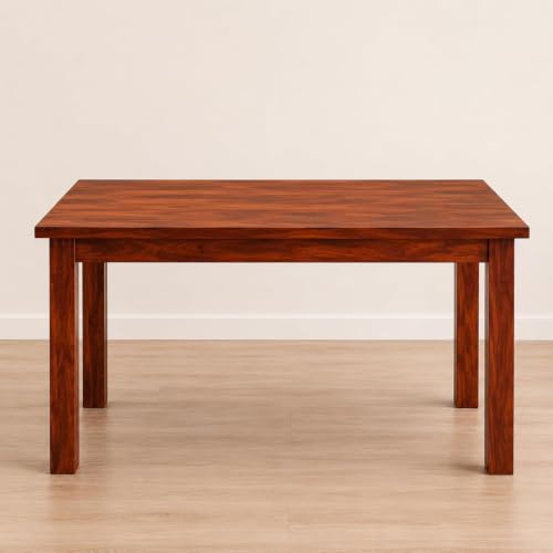 Image of AADITYA WOODS Solid Sheesham Wood 4 Seater Dining Table with Chair Set for Living Room | Wooden Dining Room Set (This is Right Size for Table- 114x76x76 cm) - Honey & Cream