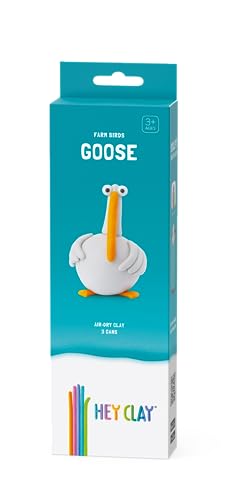 Image of HEY CLAY Modelling Air-Dry Clay with Fun Interactive App - Non-Toxic, Non-Stick Modeling Clay Crafts Set for Kids Ages 3 to 8-3 cans (Farm Birds: Goose)