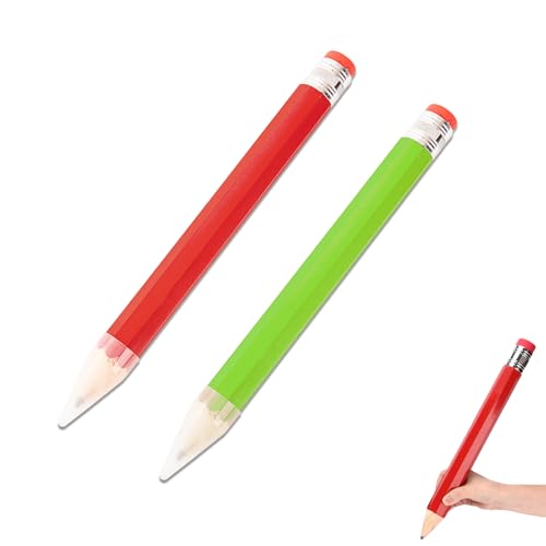 Billowvolve 2pcs Hölzerne Riesen Bleistift Jumbo Bleistifte Übergroße Spielzeugbleistift mit Kappe und Radiergummi 34CM für Kinder, Schule, Zuhause, Büro