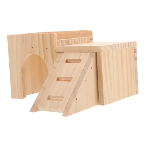 FONDOTIN ハムスター木製隠れ家 ペット用コンパクトハウス 自然な環境で 快適な隠れ場所 小動物用 かわいいデザイン