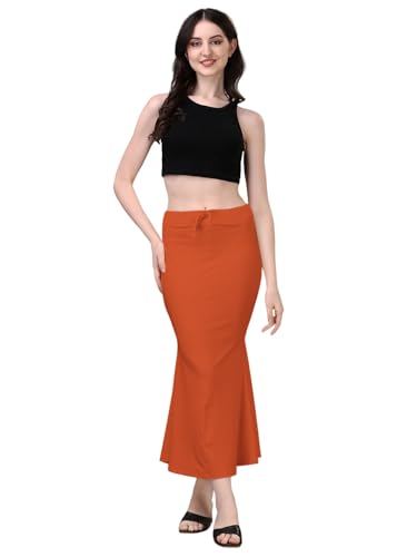 Image of Women's Saree Shapewear Petticoat, Cotton Blend Stretchable Mermaid Skirt, High Waist Tummy Control, Smooth Curve Fit with Adjustable Drawstring