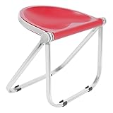 Donened - Klappstuhl, Stapelbarer Klapphocker, Ergonomischer Stuhl Ohne Armlehnen, Stuhl mit Metallrahmen für Das Balkonbüro, bis Belastbarkeit 90 kg (Rot)