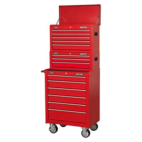 Sealey AP22STACK 14 Drawer Topchest, Mid-Box & Rollcab Combination with Ball-Bearing Slides - Red