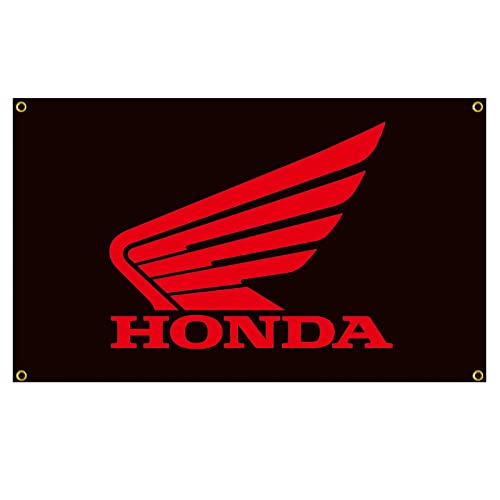 RAUMM Banner,HONDA Motorcycle Racing 3x5ft Car Flag Banner, Snap On Flag Tools 100% Polyester, for Car Fans Large Decor Emblem Outdoor/Indoor Banner with Brass Grommets., 3x5ft Banner, RAUMM-CF201