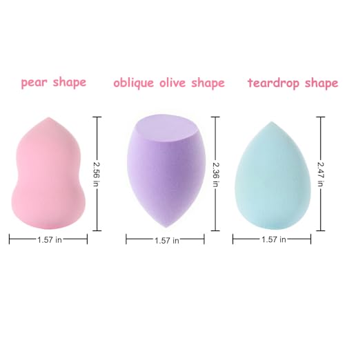 Abgream 15 Pcs Makeup Sponges Set - 3 Shapes Multi-Colored Soft Cosmetic Sponges for Liquid, Cream & Powder Foundation, Concealer (Pink/Nude/Purple/Green/Blue)
