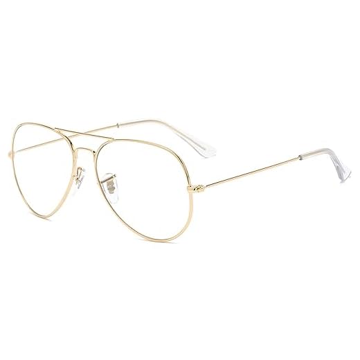Musivon Brille Ohne Stärke Damen Herren - Retro Pilotenbrille 80er Fakebrillen