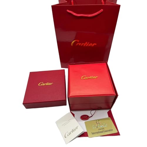 Imagen de ROUREOX Caja Regalo Reloj Mujer Cofre Cuadrado Rojo Diseño Elegante Soporte Protector Regalo Aniversario Boda para Cartier Red Box