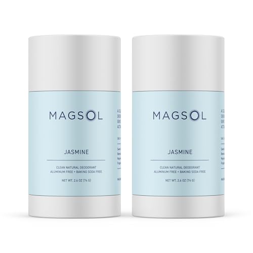 MAGSOL Aluminum Free Deodorant for Women, Premium Natural Deodorant - 4 Total Ingredients, 2 Pack (Jasmine)