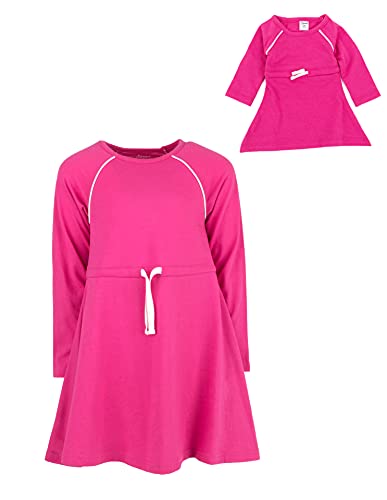Leveret Kids & Toddler Uniform Matching Doll & Girls Cotton Waistband Tie-Belt Dress Variety of Styles (Size 2-14 Years)2