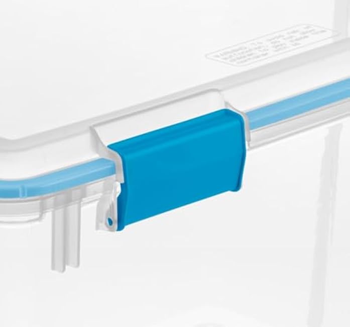 80 Qt,Durable 24 Inch Clear Storage Bin with Weather Resistant Gasket and Secure Latch Lid - Blue Container for Efficient Home Organization,weathertight storage containers