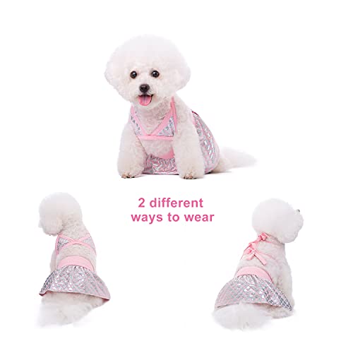 Image of Dog Bikini Swimsuit Summer Doggie Bathing Dress Leopard Rainbow Cat Skirt Beach Outfit for Puppy Dog Cat (XS, Fish Scales)