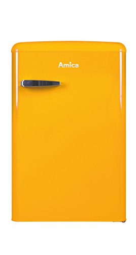 Amica KS 15613 Y Retro Kühlschrank mit Gefrierfach / Honey Yellow (Gelb) / 88cm (H) x 55cm (B) x 62cm (T) / Retro-Design Amica KS 15613 Y Retro Kühlschrank mit Gefrierfach / Honey Yellow (Gelb) / 88cm (H) x 55cm (B) x 62cm (T) / Retro-Design