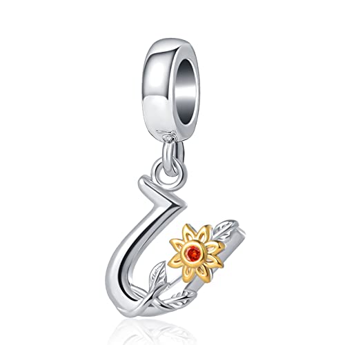 Dijes de letras de oro y cobre con inicial A-Z para pulseras de girasol