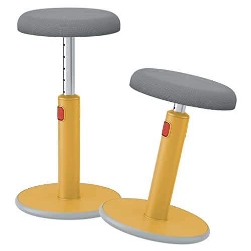 Image of Leitz Active Sit Stand Stool - Ergonomic Height Adjustable 46cm to 79cm Wobble Chair, Round Swivel Office Desk Seat, Ergo Cosy Range, Warm Yellow, 65180019