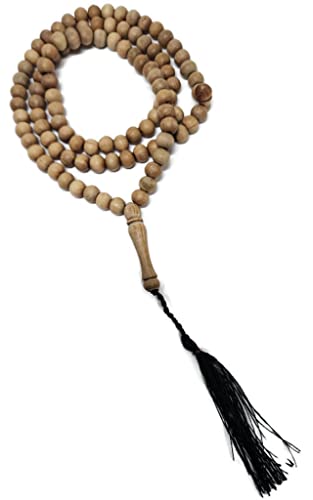 Muslim Tasbih 99 Beads 8 mm. Sandalwood AMN-369 Islam Prayer dhikr with Beautiful Decorated Tassel Eid Ramadan Gift