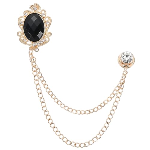 Image of PATIKIL Gem Hanging Chain Brooch Pins, Rhinestone Men's Gem Brooch Suit Pins Lapel Pins for Women Men