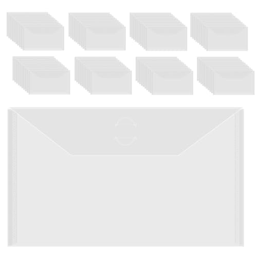 Image of Briartw 80 Pack 9.8x5.9 inch Slimline Storage Envelopes, Resealable Plastic Envelopes Pockets for Cutting Dies Stencil Crafts Organizer Holder,Storage Bag for Clear Stamp,Die Cuts,Scrapbook Paper,Photos