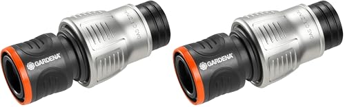 Raccord d'arrosage Premium Aquastop 19 mm (3/4 Pouce) de Gardena : aquastop, bon maintien du tuyau, résistant au gel, emballé (18254-20) (Lot de 2)